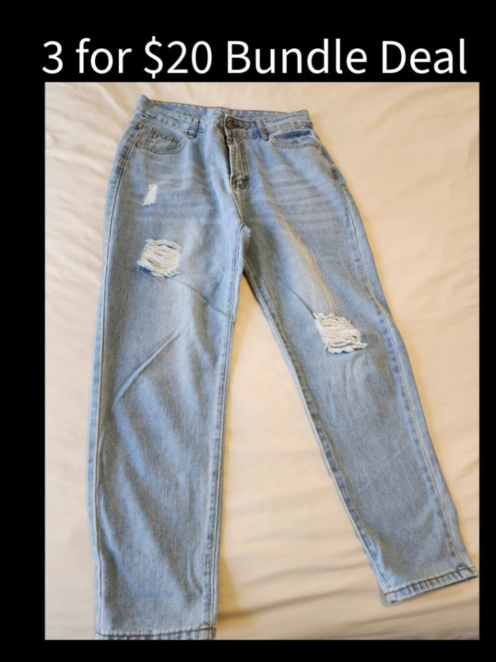 Shein Distressed Boyfriend Jeans Size Large 10/12 - Picture 1 of 12
